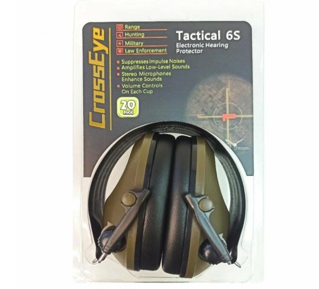 Наушники активные CrossEye Tactical 6S NRR20 18дБ зел./черн.