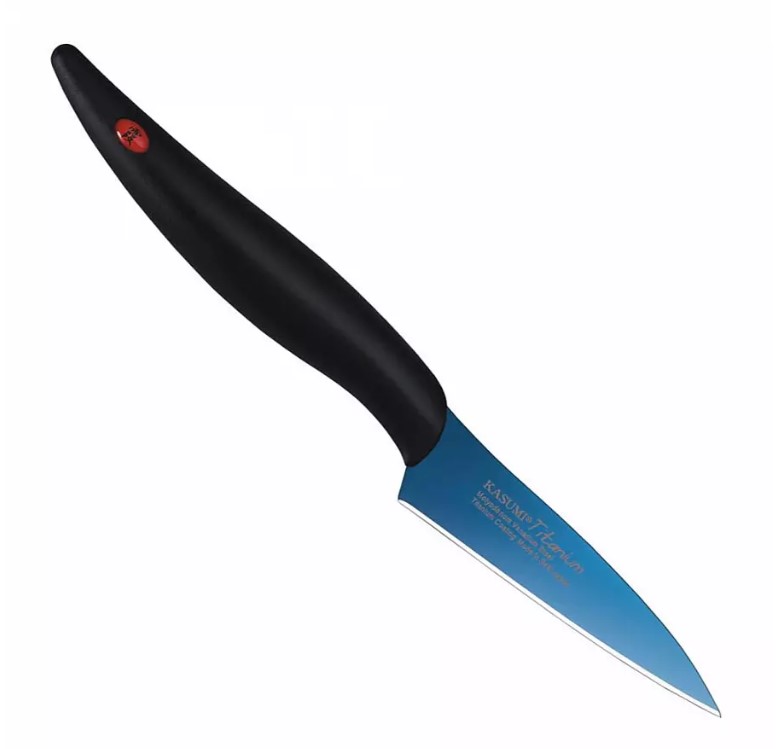 Нож KASUMI кухонный для чистки овощей Titanium 8см голубой /22008B/
