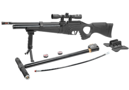 PCP Пневматическая винтовка Hatsan FLASH 101 SET k.6.35мм (насос+прицел+сошки+чехол+пульки+саундмод)