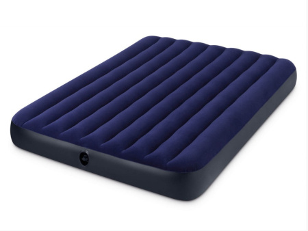 Кровать надувная Intex 152х203х25см велюр синий /64759/