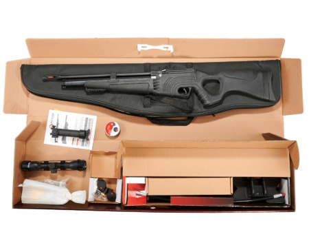 PCP Пневматическая винтовка Hatsan FLASH 101 SET k.6.35мм (насос+прицел+сошки+чехол+пульки+саундмод)