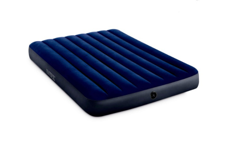 Кровать надувная Intex 137х191х25см велюр синий /64758Т/