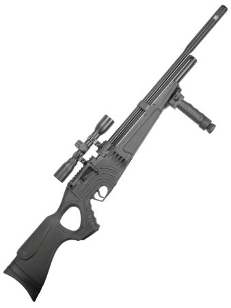 PCP Пневматическая винтовка Hatsan FLASH 101 QE SET k.5.5мм (насос+прицел+сошки+чехол+пульки)