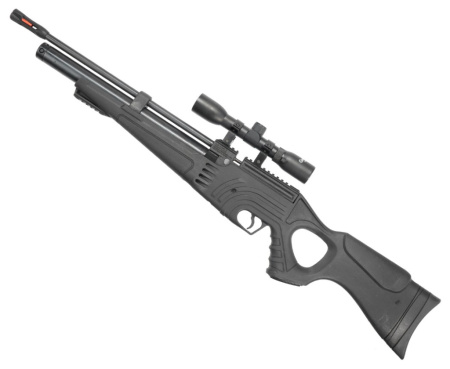 PCP Пневматическая винтовка Hatsan FLASH 101 SET k.6.35мм (насос+прицел+сошки+чехол+пульки+саундмод)