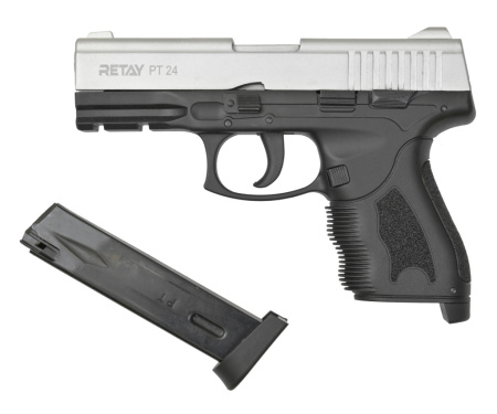 Макет охолощенный пистолета PT24 (Taurus) хром к.9мм РАК