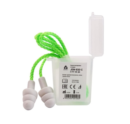 Беруши УРСУС противошумные JEM-832-C 32дБ со шнурком в боксе /JTJEM-832-С/
