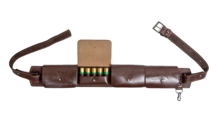 Патронташ Хольстер 12к закрытый Люкс кожа коричневый/190120035/