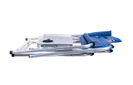 Кресло складное Кедр Адмирал со столиком и подстаканником алюминий /АKAS-04/ (1)